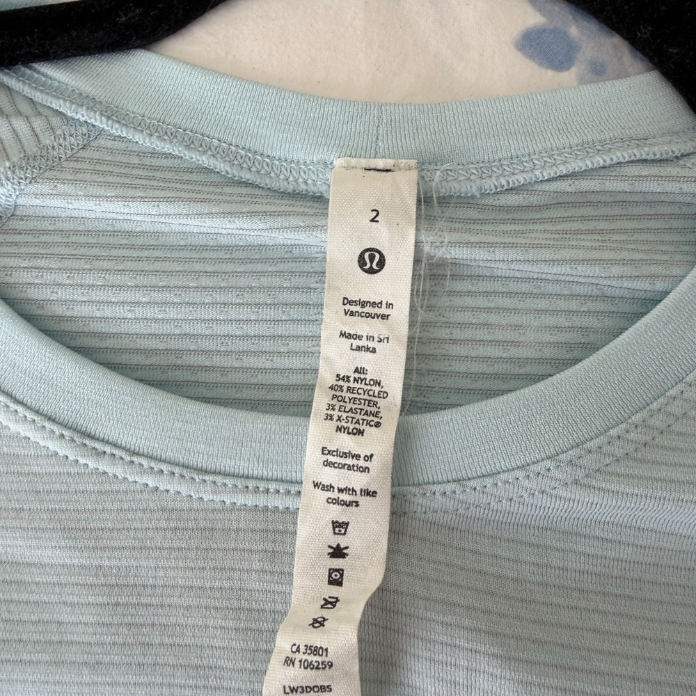 Lululemon Icy Blue Dryfit long sleeve